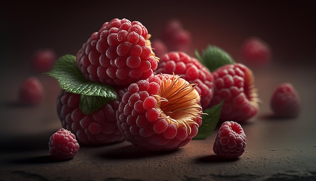 Raspberries filling the screen super realistic Ai generated ar