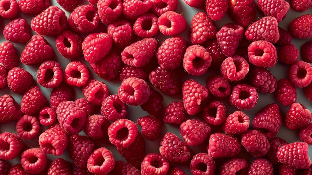 Raspberries fruits background top view angle