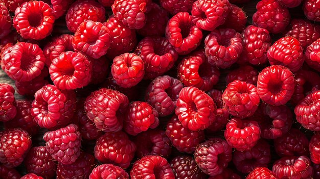 Raspberries fruits background top view angle