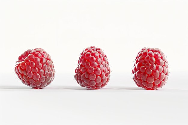 Photo raspberries isolated on white background closeup of fresh berries