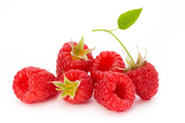 Raspberries isolated on white background.