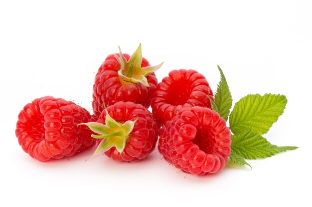 Raspberries isolated on white background.