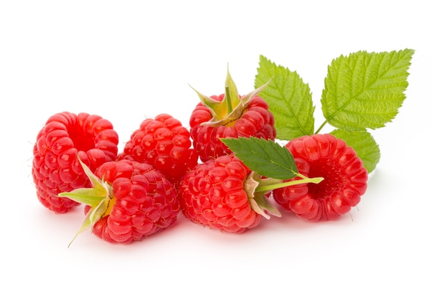 Raspberries isolated.