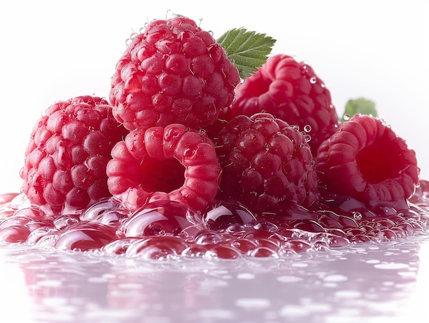 raspberries juice splashes from a raspberries splashes of raspberriesjuice on white