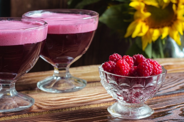 raspberries and raspberry sweet jelly made at home