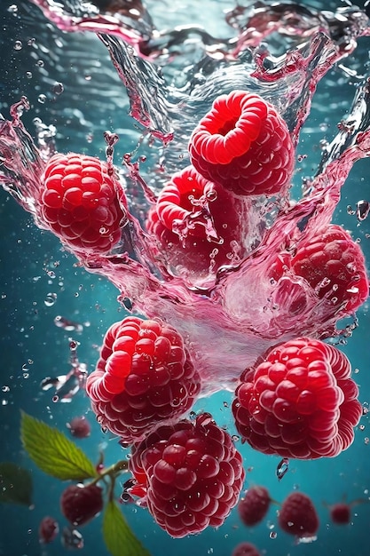 raspberries splash water ai generated images