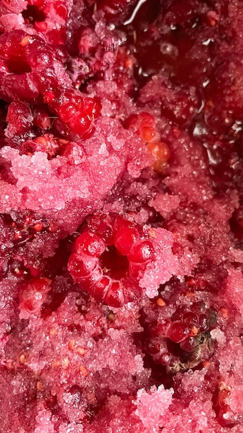 Raspberries in sugar Preparing raspberries for making jam