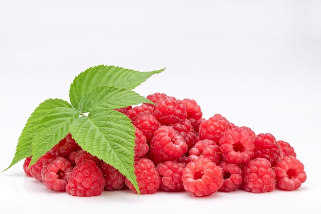 Raspberries With Green Leaves of mint