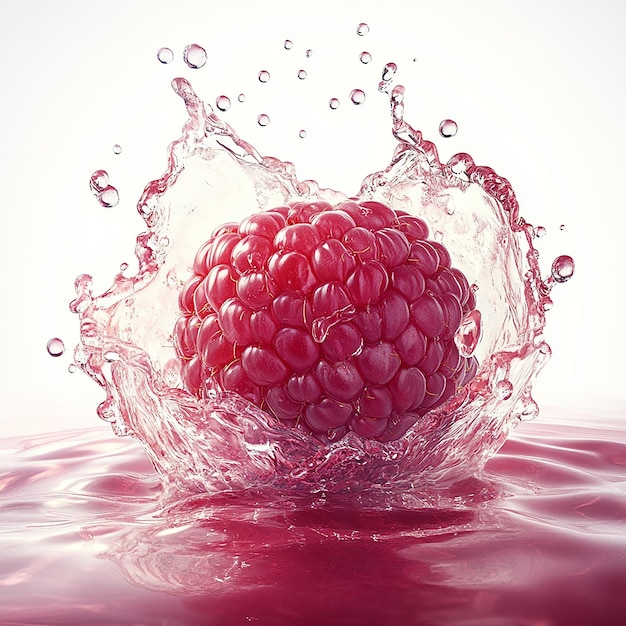 raspberries with water drop isolated on white background