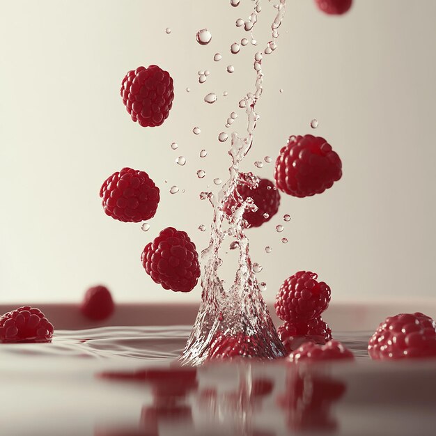 Photo raspberries with water drop isolated on white background