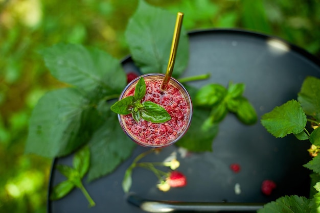 Raspberry basil detox water lemonade Summer cold drink