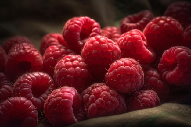 Raspberry bush closeup Generate Ai