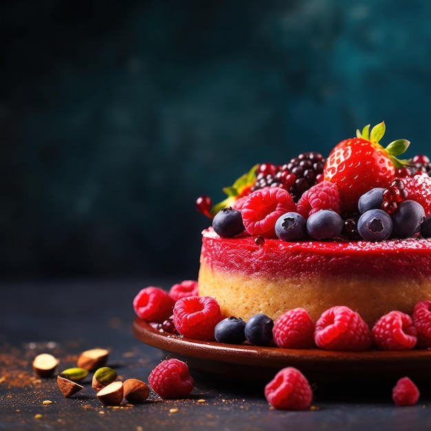 Raspberry cake Illustration AI GenerativexA