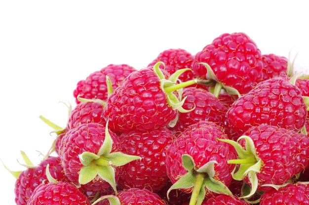 Raspberry closeup isolated on white background