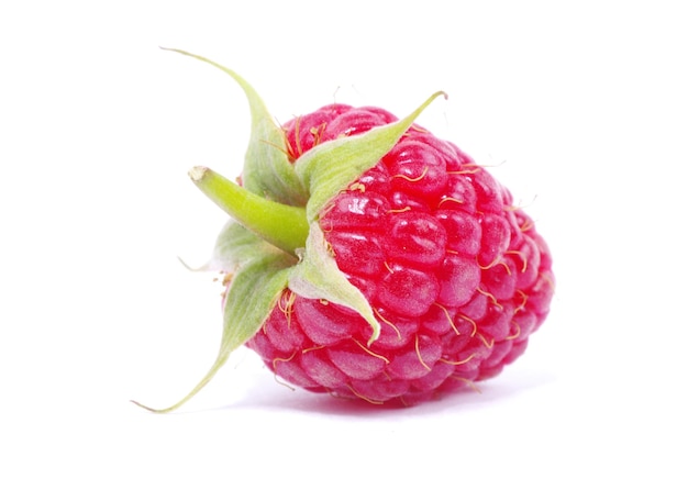 Raspberry closeup isolated on white background