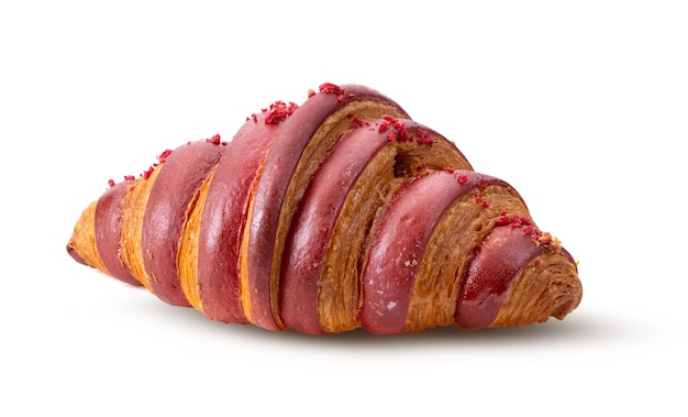 Raspberry Croissant isolated on white background