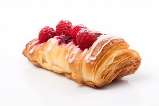 Raspberry danish bun French pastry Generate Ai