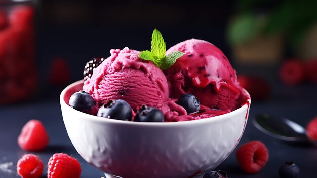 Raspberry ice cream Generative AI