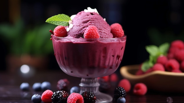 Raspberry ice cream Generative AI