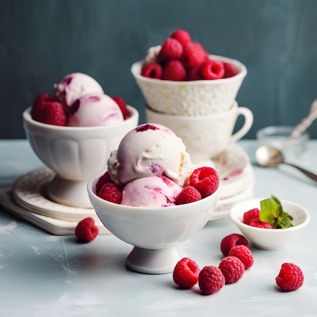 Raspberry Ice Cream amp Spoon on Black Table Tumblewave amp Larme Kei Style