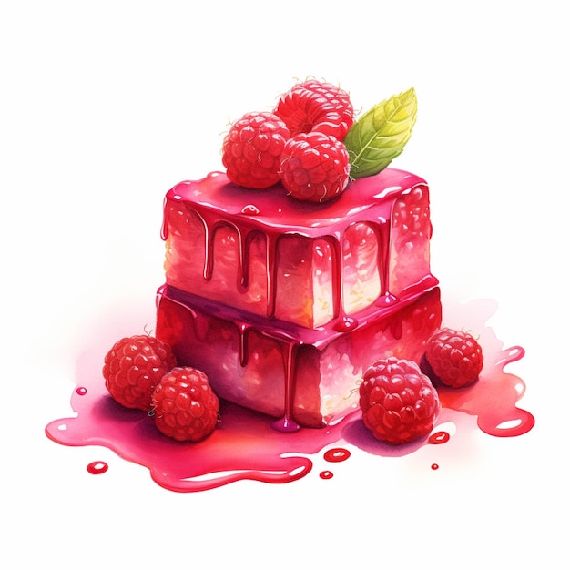 Raspberry ice cream with raspberries on top generative ai