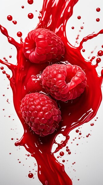 Photo raspberry jam drizzle isolated on white background from top view