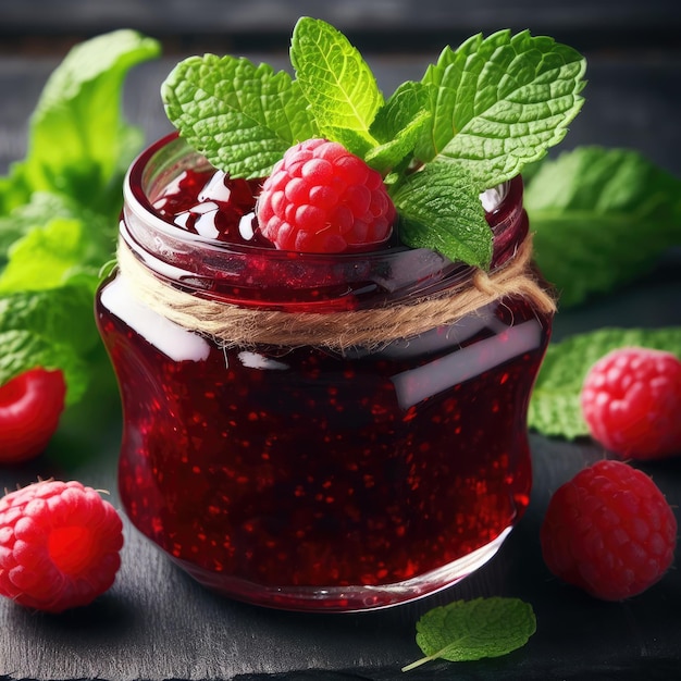 raspberry jam on the table