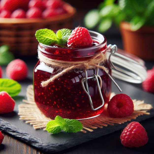 raspberry jam on the table