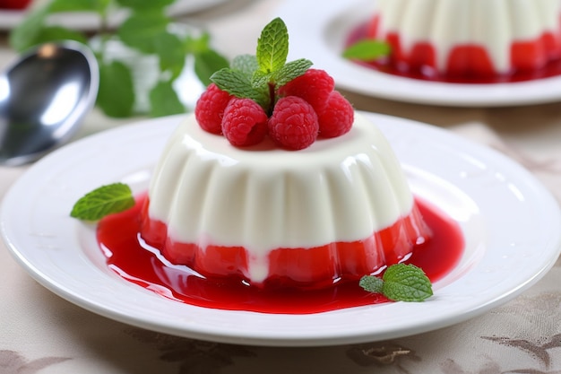 Raspberry jelly with a swirl of yogurt