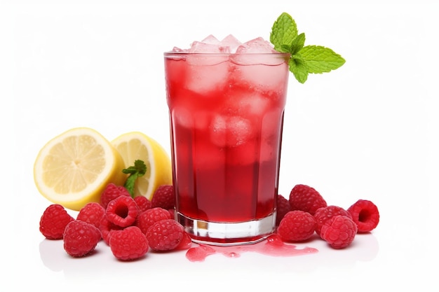 Raspberry Lemonade Isolated on White Background