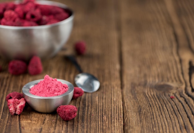 Raspberry powder selective focus