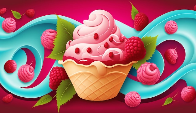 Raspberry Ripple Summer Background Generative AI