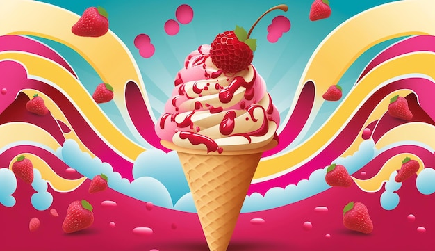 Raspberry Ripple Summer Background Generative AI