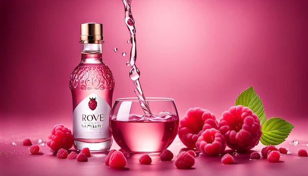 Photo raspberry and rose water