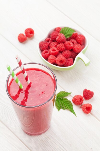 Raspberry smoothie and berries