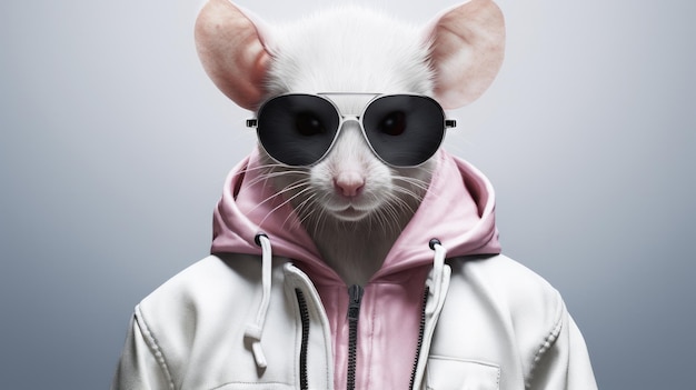 Photo rat in human trendy fashionable clothes neural network ai generated