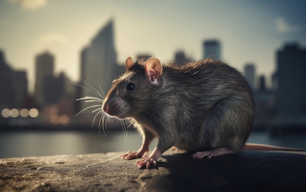 A rat or mouse on a city background ai generated