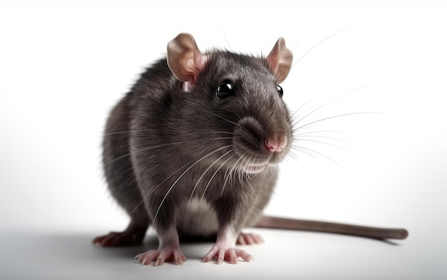 A rat on a white background house rat domestic animal ai generated