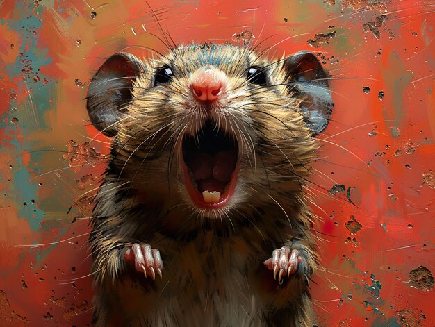 a rat with its mouth open and his mouth open