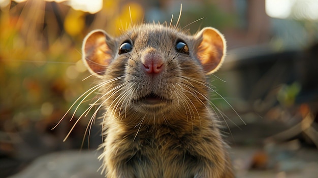 a rat with a nose and eyes looking up