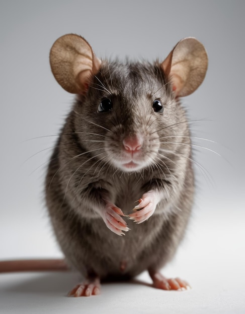 a rat with a white nose and long whiskers