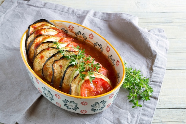 Ratatouille on a wooden table