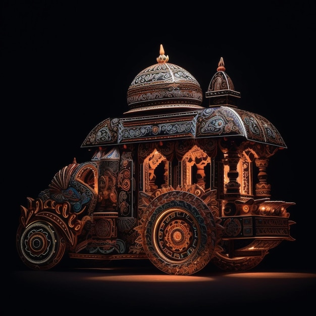 Rath yatra on a black background