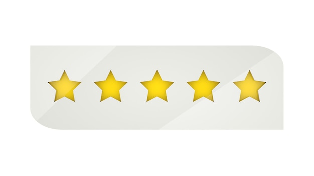 Rating stars or 5 rate review 3d illustration web ranking star signs. Gold and white.