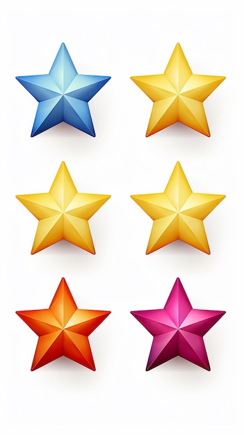 Rating Stars Set 3D Render White Background