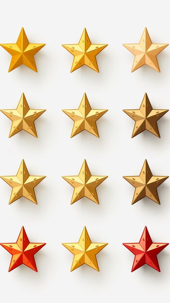 Rating Stars Set 3D Render White Background