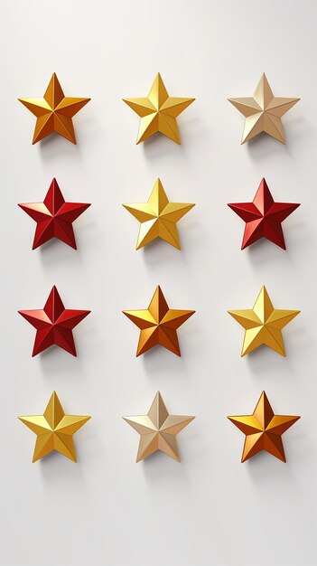 Rating Stars Set 3D Render White Background