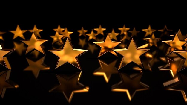 Rating with golden stars dark background Generative AI