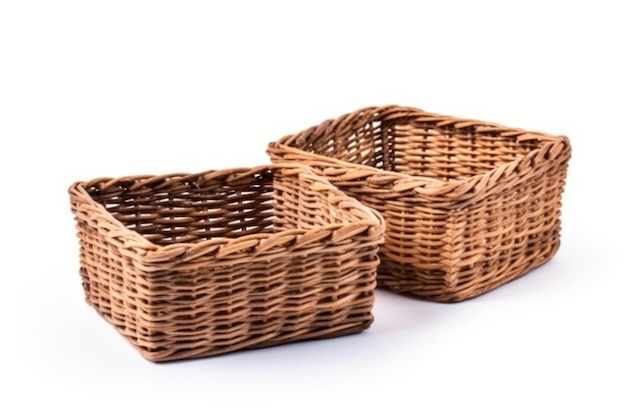 rattan baskets isolated on white background