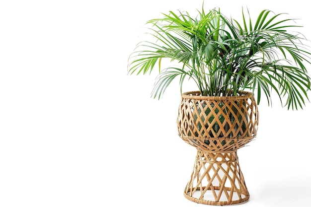 Photo rattan flower pot stand isolated in transparent background